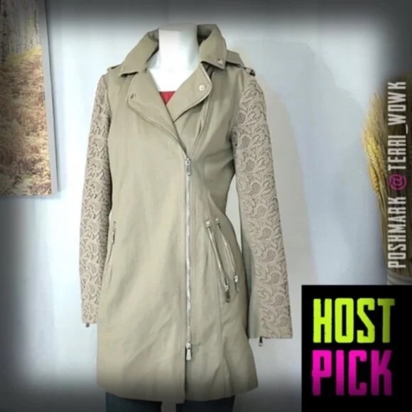 Dawn Levy Lia Lace Sleeve Hooded Utility Jacket - Picture 1 of 16